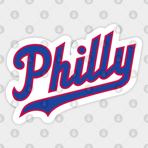 Philly Script - White/Blue Sticker by KFig21